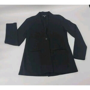 Eileen Fisher Tencel Black Jacket Blazer Cardigan One Button Career Pockets Sz S